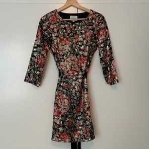 Sezane Floral Metallic Mini Dress 34 / 2